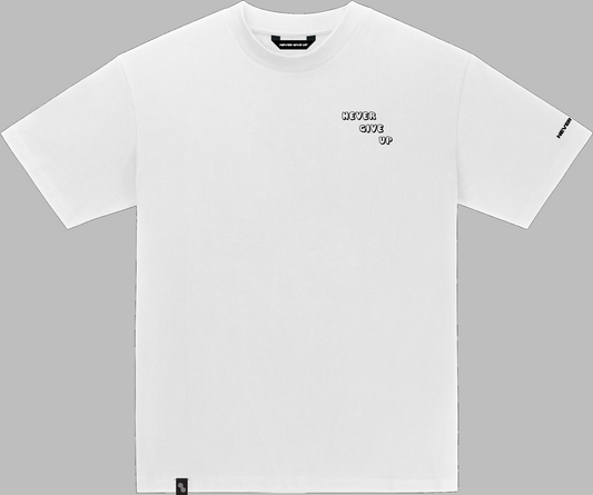 Quote t-shirt white "happy mind happy life"